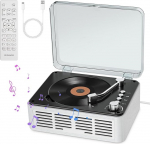 Gueray CD-m&auml;ngija k&otilde;laritega HiFi Stereo Sound CD-m&auml;ngija, Vintage CD-m&auml;ngija Bluetooth kodus, Retro CD-m&auml;ngija FM-raadio ja kaugjuhtimispuldiga, toetab USB/AUX/Type-C taasesitust (valge)