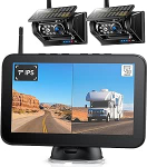 2 traadita p&auml;ikesemagnetilised tagurduskaamerad 7-tolline 1080P HD monitor, 9600 mAh aku, 1 minutiline paigaldus, IP69K veekindel, haagistele, haagissuvilatele ja veoautodele