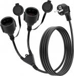 Pikenduskaabel 2 m topeltpistik pistikupesa kaitsekontaktiga 3 x 1,5 mm&sup2;, 250 V/16 A Pikenduskaabel v&auml;listingimustes 2-kordne vahelduvvoolukaabel (IP44)