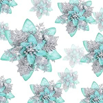 Pakett 36 Glitter kunstlik Poinsettia lilled J&otilde;ulud Poinsettie kunstlik pulm lilled kaunistus j&otilde;ulupuu kaunistused klambritega, 6 tolli, 4 tolli, 3 tolli (h&otilde;bedane ja roheline)