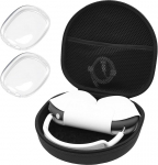 ProCase k&otilde;rvaklappide &uuml;mbris AirPods Max 2020 koos 2 intelligentse silikoonkattega, reisikott k&otilde;rvaklappidele, kandekott, k&otilde;rvaklappide &uuml;mbris AirPods Max k&otilde;rvaklappidele - must l&auml;bipaistev