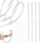 Yalixuan Pack of 100 suurt kaablisidemed Heavy Duty 45cm k&otilde;rge kvaliteediga iselukustuv nailon kaablisidemed 450mm x 4.8mm ekstra pikk UV-kindel valge