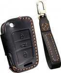 ontto Nahast auto v&otilde;tmekott Sobib VW Golf 7 MK7 Polo T-ROC Tiguan Touran Skoda Karoq Superb Seat Leon Kaugjuhtimispuldi kate V&otilde;tmekott V&otilde;tmefoobi kaitsekott - must B