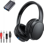 Juhtmevabad TV k&otilde;rvaklapid eakatele, AptX Low Latency, &uuml;he nupu disain &uuml;le k&otilde;rvade TV k&otilde;rvaklapid USB saatjaga (optiline/RCA/AUX/USB), valjem ja selgem kuulmispuudega inimestele, 20 tundi m&auml;nguaeg