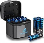 Homesuit AA patareid 12 tk 1,5 V 3600 mWh laetavad liitiumpatareid koos kiirlaadijaga m&auml;nguasjadeks, digikaameraks, spordiks ja v&auml;litingimustes kasutamiseks