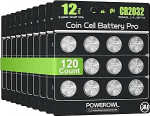 CR2032, POWEROWL CR2032 3 V liitium patareid, 120 tk, DL2032 / KCR2032 / BR2032 / ECR2032 seadmepatareid.