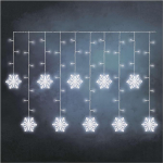 EMOS lumehelbekeste girland 60 LED-iga, valguskardin 135 cm + 5 m kaabel, jaheda valge valgus, LED valguse girland + toide, valguse kestus 10 000 tundi, IP20 siseruumidesse, peole, j&otilde;uludeks,