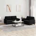 Willood 2-Piece Sofa Set with Cushion Black Velvet Sofa Set Indoor Sofa Set