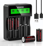 CR123A aku koos laadijaga, 3,7 V laetav aku taskulampidele, kaameratele, mikrofonile, hoiatuss&uuml;steemile, CR123A aku, CR123A aku