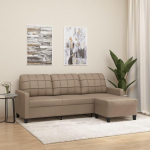 ZEYUAN 3-Seater Sofa with Stool, Cappuccino Brown, 180 cm, Faux Leather, Living Room, Youth Sofa, Relaxing Sofa, Sofas & Couches, Sofa for Bedroom, Youth, Children's Room