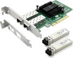 10Gtek 10Gb SFP+ NIC v&otilde;rgukaart, Daul SFP+ pordid, Intel 82599ES kontroller, V&otilde;rdle Intel X520-DA2(E10G42BTDA), pakitud 2X SFP+ SR Moudles (300m, MMF, 850nm).