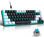 Goshyda 65% mehaaniline m&auml;nguklaviatuur, 68 klahvi, juhtmega mehaaniline klaviatuur, j&auml;&auml;sinine taustvalgustus, kahetooniline m&auml;nguklaviatuur, eemaldatav USB-kaabel, sinine