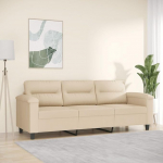 LAPOOH 3 Seater Sofa Cream 180 cm Microfibre Fabric, Lounge Sofa, Sofas & Couches, Relax Sofa, Couch for Living Room, Couch with - 359571
