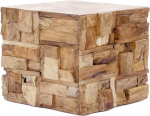 Brillibrum Design Teak Side Table Driftwood Stool Teak Wood Mosaic Handmade Quadtaic Coffee Table 40 x 55 x 55 cm (H x W x D)