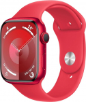 Apple Watch Series 9 (GPS, 45 mm) - alumiiniumist korpus (toode) punane koos spordirihmaga (toode) punane, M/L (uuenenud)