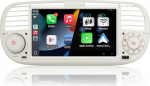 Autoradio f&uuml;r FIAT 500 Radio mit Touchscreen USB Bluetooth FM/AM Linux Double din autostereos&uuml;steem koos Carplay Wireless/Android Auto Valge