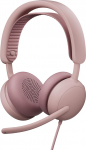 Logitech Zone Wired 2 m&uuml;rasummutusega k&otilde;rvaklapid Adaptive Hybrid ANC, USB-C USB-A adapteriga - roosa