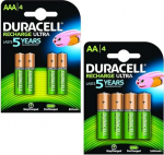 Duracell AA ja AAA eellaetav akupakk, 8 akut sisaldav pakk