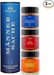 Hallingers Genuss Manufaktur BBQ Grill Spice Gift Set - 3 tugevat v&uuml;rtsi grillimiseks ja grillimiseks elegantses imepurgis, v&uuml;rtsikomplekt "Meeste asi", grillkingitus meestele ja grillif&auml;nnidele, ka j&otilde;uludeks.