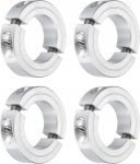 sourcing map 4 Pieces Double Split Clamp for 1.5" Shank, Two Piece Clamp Collar 1.9" OD, 1/2" Thickness, Aluminum Alloy Set Screw Split Collar Clamp