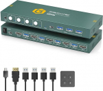 KVM HDMI l&uuml;liti 4 porti 4K@60Hz 3 USB 3.0 seadmega Jaga 4 arvutit ja &uuml;ks monitor Koos HDMI kaabli ja USB-kaabliga