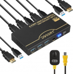 KVM l&uuml;liti 4K 120Hz / 8K 60Hz, HDMI 2.1 USB 3.0 l&uuml;liti 2 PC arvutile 1 monitorile, mis jagab klaviatuuri, hiirt koos 2 USB kaabliga ja 2 HDMI kaabliga