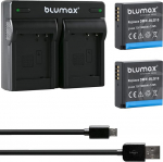 2 x Blumax aku &uuml;hilduv Panasonic DMW-BLG10 E [1000 mAh] + topeltlaadija DMW-BLG10E / DMW-BLE9 E Lumix DMC-GF6 GX7 III GX85 DC-TZ202 G110W jaoks