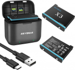 REYGEAK laetav liitiumaku Insta360 X3 jaoks, 2 x 1800mAh suure mahutavusega akut koos laadijaga insta360 ONE X3 jaoks (laadija + 2 akut).