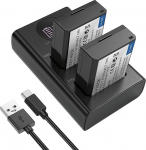 2 Pack 960mAh LP-E10 aku ja Dual USB-C laadija, &uuml;hildub Canon EOS Rebel T7, T6, T5, T3, T100, 4000D, 3000D, 2000D, 1500D, 1300D, 1200D, 1100D, Kiss X50 X70 X80 X9 0 0 0