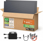 Solarway Balkonkraftwerk 890W koos 890Wp p&auml;ikesemoodulitega - komplekt koos Hoymiles HMS-800W-2T inverteriga - 2 x 445W Bifacial Black Solar Panels - Mini PV s&uuml;steem pistikupesa jaoks koos tarvikutega
