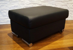 Quattro Meble Real Leather Folding Stool with Storage Space Stool Cowhide Seat Cube 75 x 55 cm Black Real Leather Pouf with Chrome Feet