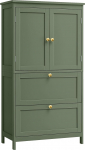 VASAGLE BBC551C01V1 Vannitoakapp 2 ukse ja 2 sahtliga, reguleeritavad riiulid, 30 x 60 x 110 cm, Forest Green
