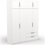 Riidekapp Avec Penderie Modern 8 Portes 5 Etag&egrave;res 2 Tiroirs - Coloris Blanc Mat - 157.3 x 51.1 x 203 cm