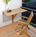 Sondrio Wall Folding Table, Teak puit, Square, Solid Wood, Weatherproof, Patio Furniture, Weather-Resistant, Teak m&ouml;&ouml;bel, Folding Table, Solid Wood Table, FLEGT-Licensed (80 x 50 cm)