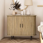 LuxenHome Buffet kabinet koos hoiuga, Mid-Century Modern Sideboard Storage Cabinet, 35" aktsent kabinet, riiulitega hoiustamine, konsoolkapp koos liuguksega sissep&auml;&auml;su, koridori jaoks.