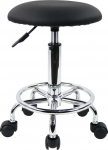 KKTONER Roll Stool t&ouml;&ouml;jalan&otilde;ud koos jalatoega PU nahast &uuml;mmargune polsterdatud 360&deg; p&ouml;&ouml;ratav kontoritool reguleeritava k&otilde;rgusega 49-64 cm mustaga