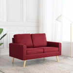 2-Sitzer-Sofa Weinrot Stoff, Bequeme Couch f&uuml;r Erwachsene, robuste Kiefernholzkonstruktion, 130 cm Breite, ideal f&uuml;r Wohnzimmer, gem&uuml;tliche Lounge