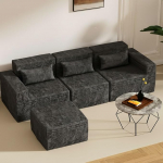 YLGJ&TIDY Modulaarne nurgadiivan magamisfunktsiooniga, n&ouml;&ouml;rita nurgadiivan, s&uuml;gavad istepingid, diivanipolsterdatud diivanid elutuppa, magamistuppa, ei vaja kokkupanekut (Hall, 3 istekohta + 1 Osman)