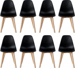 8 moodsa s&ouml;&ouml;gitooli komplekt, k&ouml;&ouml;gitoolid p&ouml;&ouml;gipuidust jalgadega, retro disainiga k&uuml;ljetoolid elutuppa, magamistuppa, k&ouml;&ouml;ki, s&ouml;&ouml;gituppa, ooteruumi (must)