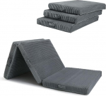 MeMoreCool Dreifach gefaltete Matratze, klein, 10 cm dicker Schaumstoff, faltbare Futon-Matratze mit waschbarem Bezug, tragbare Boden-G&auml;ste, Schlafmatte f&uuml;r Reisen, Camping