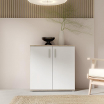 Forte IKOLI sahtlikapp 80, kaasaegne sahtlikapp, 2 ust, elutuba, esikusse, komposiitpuit, valge Sonoma tammepuidust kaunistusega, 79,9 cm lai x 81,7 cm k&otilde;rge x 31,4 cm s&uuml;gavus.
