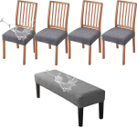 CRFATOP Sitzbez&uuml;ge f&uuml;r Esszimmerst&uuml;hle, wasserdicht, 4er-Set, mit Stretch-Bankbezug, Jacquard, K&uuml;chenstuhl-Schonbezug, waschbares Sitzkissen, Schonbezug f&uuml;r Hotel, Bankett, Hochzeit, Party, Dunkelgrau
