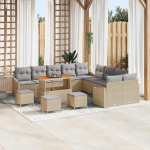 Modulares Terrassen-Set Schwarz, Gartensofa-Set 13-teilig mit Kissen und Stauraum als Outdoor-Sofa-Gruppe, Poly Rattan Gartenm&ouml;bel-Set mit 4 Armsofa, 6 Zweisitzern, 2 Hockern, 1