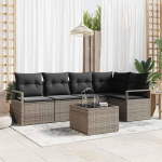 5-teiliges modulares Gartensofa-Set in Schwarz und Wei&szlig; aus Poly-Rattan mit Kissen als Outdoor Ecksofa Garnitur f&uuml;r die Terrasse
