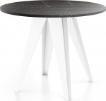 Glory s&ouml;&ouml;gilaud t&ouml;&ouml;stuslikus stiilis valge - kaasaegne &uuml;mmargune laud musta marmorist v&auml;limusega - pikendatav 90 cm kuni 130 cm, pulberv&auml;rvitud metalljalad, laud v&auml;ikesesse k&ouml;&ouml;ki - marmorist must