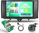 8 Core 6G + 128G Android Autoradio 2 DIN jaoks Mercedes Benz Smart Fortwo W451 2011-2015 9-tolline autoraadio traadita Carplay Android auto navigatsioon GPS WiFi Bluetooth FM / RDS raadio DSP EQ / SWC