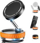 Maglock Vacuum Magnetic Phone Suction Cup Holder, 360&deg; p&ouml;&ouml;ratav reguleeritav auto imemistelefoni hoidja, kokkupandav vaakum telefoni statiiv iPhone'ile, Mag Safe Androidile ja k&otilde;igile telefonidele (oranž)