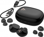 Poly Voyager Free 20 k&otilde;rvaklapid ja laadimiskohver, USB-C, m&uuml;rasummutus, AI m&uuml;rasummutus, h&auml;&auml;ljuhtimine, QI juhtmevaba laadimine, kuni 12 tundi kuulamisaega, must