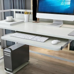 Ergonomische Tastaturablage unter dem Schreibtisch mit abgerundeten Ecken, Schiebe-Tastaturst&uuml;tze f&uuml;r Computer, 54 cm, wei&szlig;, B&uuml;rozubeh&ouml;r, platzsparendes Design
