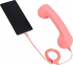 Retro telefoni k&otilde;rvaklapp iPhone'ile / Androidile, C-t&uuml;&uuml;pi mobiiltelefoni k&otilde;rvaklapp vana kooli stiilis mikrofoni ja k&otilde;lariga, 90ndate foto rekvisiit (roosa)